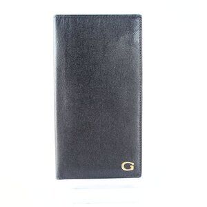 Rare Vintage Gucci Black Leather G Gold tone Hardware Long Wallet Unisex